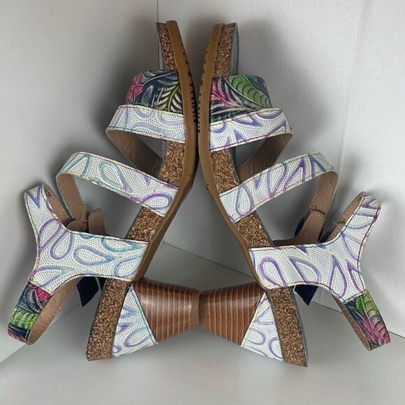 L’Artiste by Spring Step Bakiki Floral Embossed Leather Strappy Sandals 42 - Picture 9 of 12
